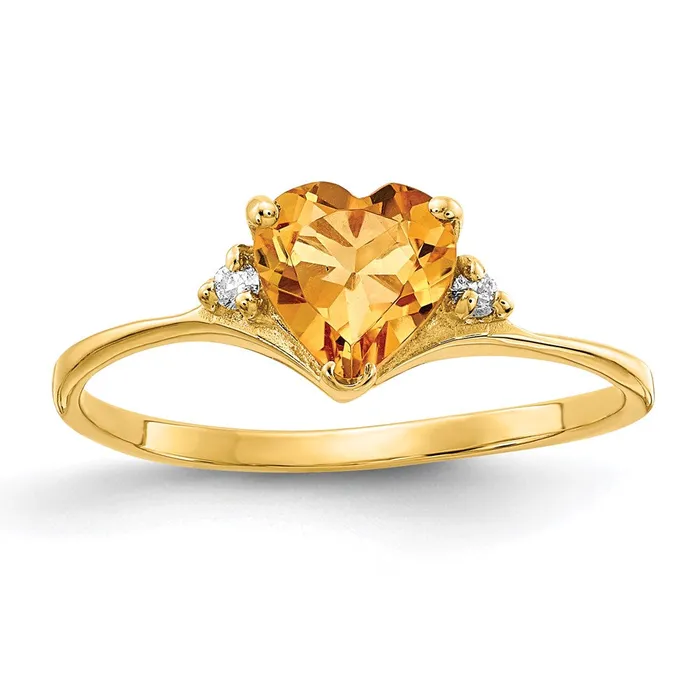 14K Yellow Gold Citrine Real Diamond Ring Goldia Rings