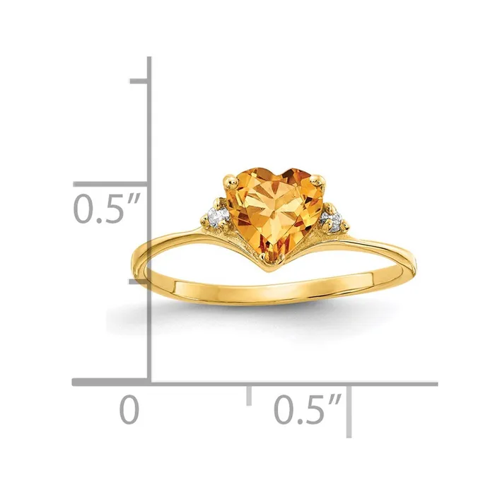 14K Yellow Gold Citrine Real Diamond Ring Goldia Rings