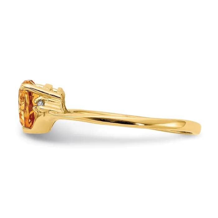 14K Yellow Gold Citrine Real Diamond Ring Goldia Rings