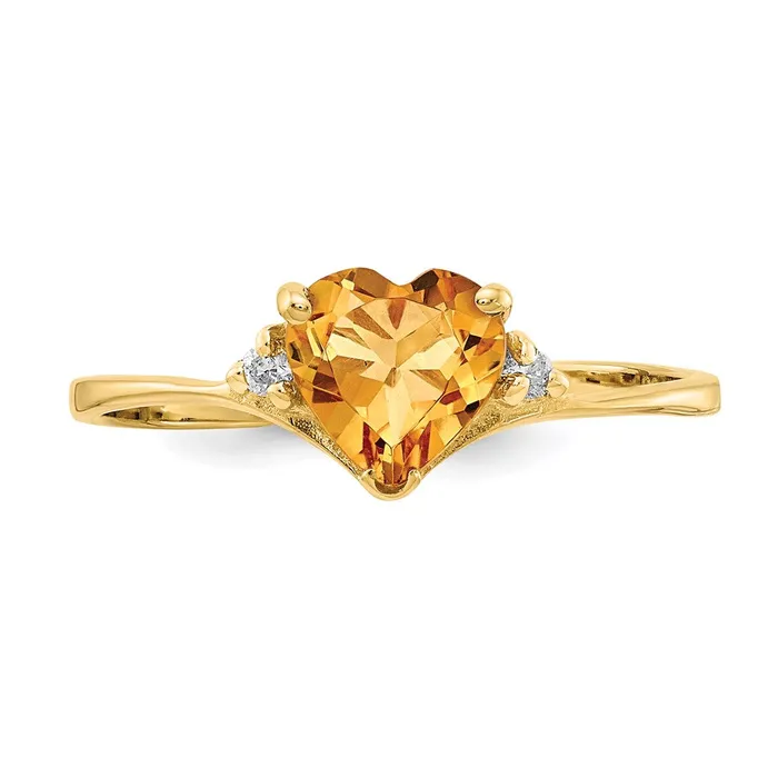 14K Yellow Gold Citrine Real Diamond Ring Goldia Rings