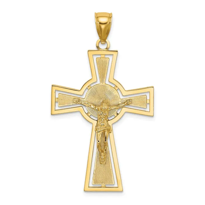 14k Yellow Gold CutOut Crucifix W Center Circle Charm Goldia Charm Necklaces 14k Yellow Gold CutOut Crucifix W Center Circle Charm Goldia Charm Necklaces