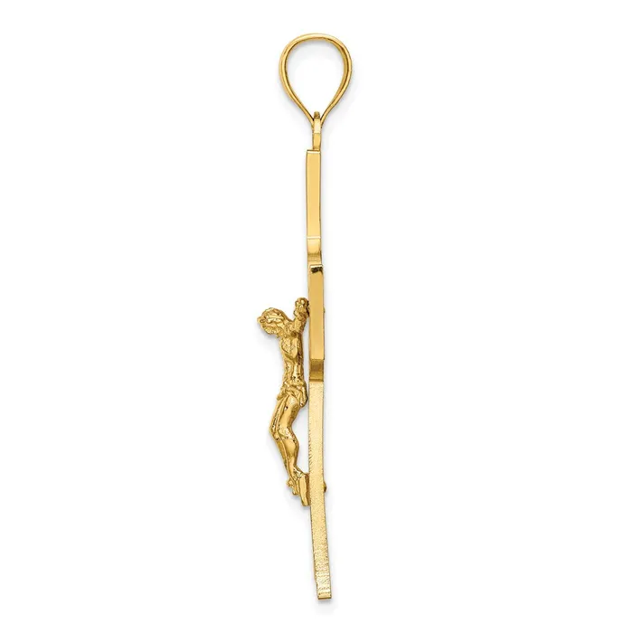 14k Yellow Gold CutOut Crucifix W Center Circle Charm Goldia Charm Necklaces
