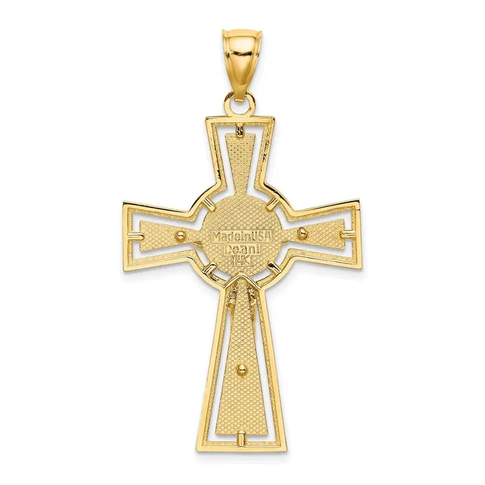 14k Yellow Gold CutOut Crucifix W Center Circle Charm Goldia Charm Necklaces
