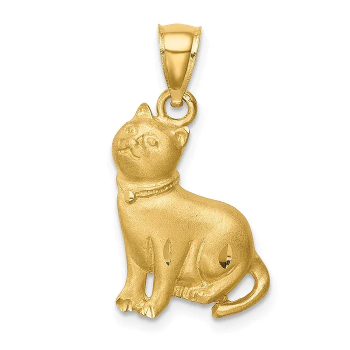 14k Yellow Gold Diamondcut Cat Pendant Goldia Necklaces