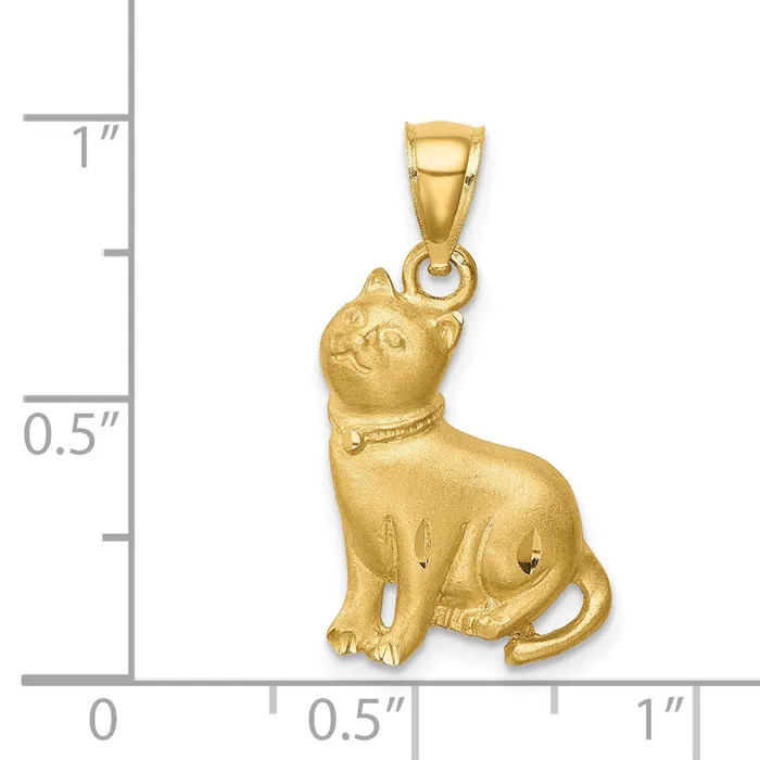 14k Yellow Gold Diamondcut Cat Pendant Goldia Necklaces