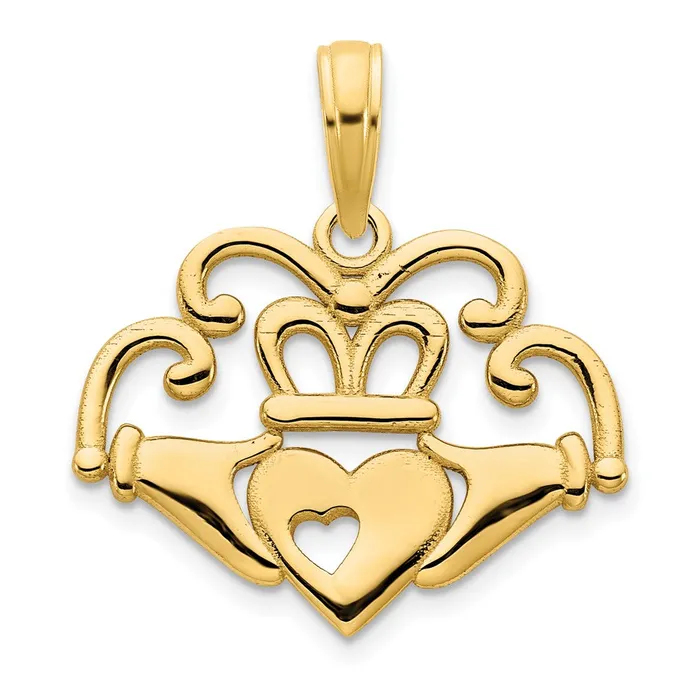 14k Yellow Gold Fancy Claddagh Pendant Goldia PreStyled Sets