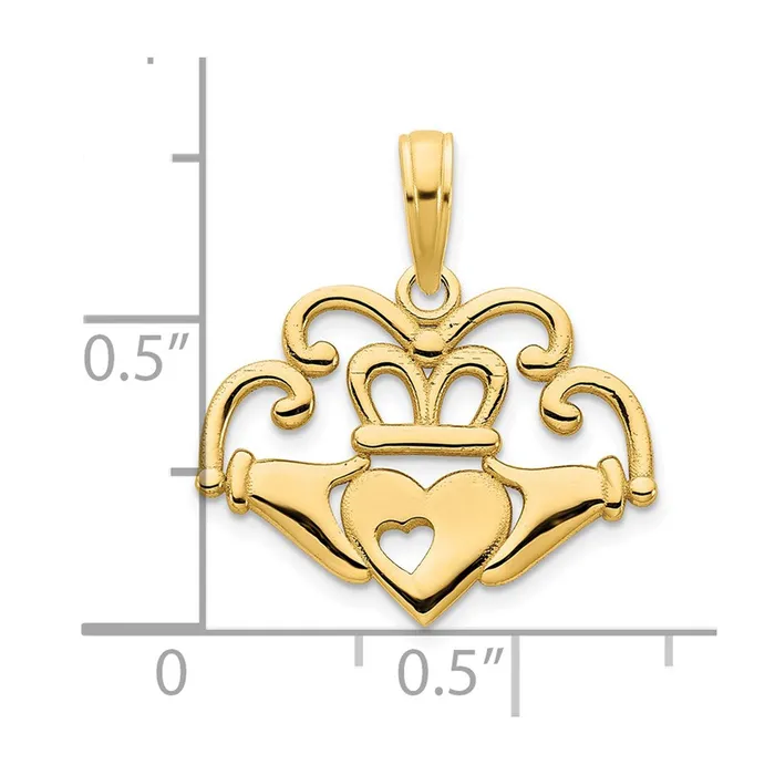 14k Yellow Gold Fancy Claddagh Pendant Goldia PreStyled Sets