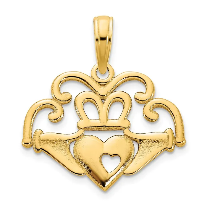 14k Yellow Gold Fancy Claddagh Pendant Goldia PreStyled Sets