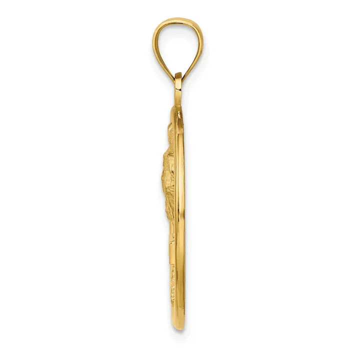 14k Yellow Gold FLORIDA On Palm Tree In Circle Charm Goldia Charm Necklaces