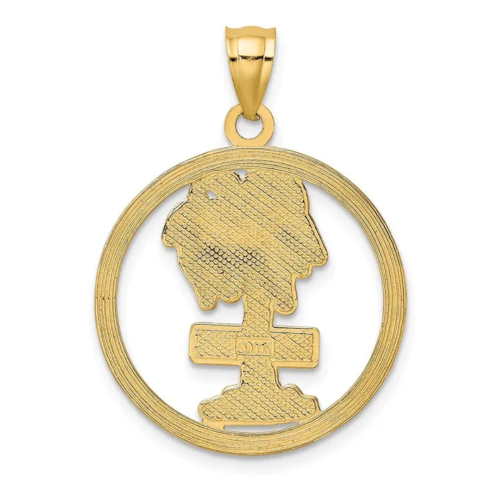 14k Yellow Gold FLORIDA On Palm Tree In Circle Charm Goldia Charm Necklaces