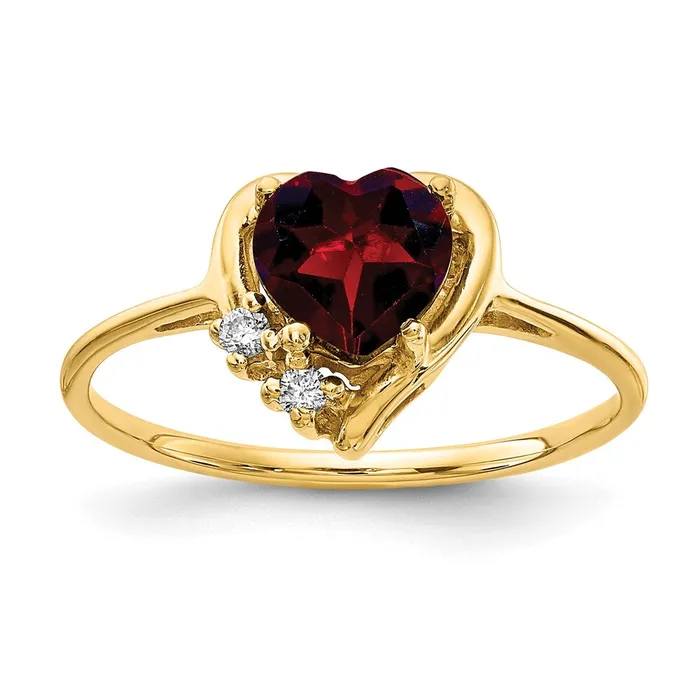 14K Yellow Gold Garnet Real Diamond ring Goldia Rings