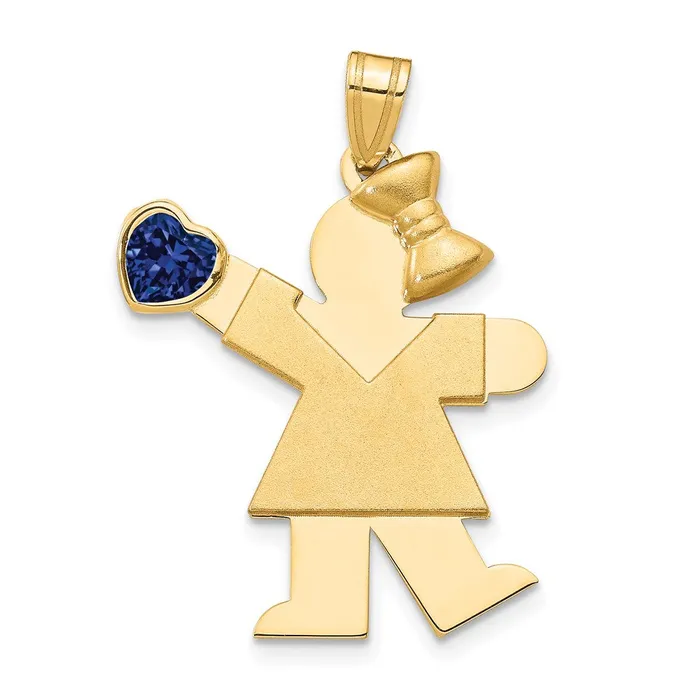 14k Yellow Gold Girl with CZ September Birthstone Charm Goldia Charm Necklaces 14k Yellow Gold Girl with CZ September Birthstone Charm Goldia Charm Necklaces