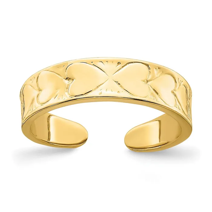 14k Yellow Gold Heart Pattern Toe Ring Goldia Rings