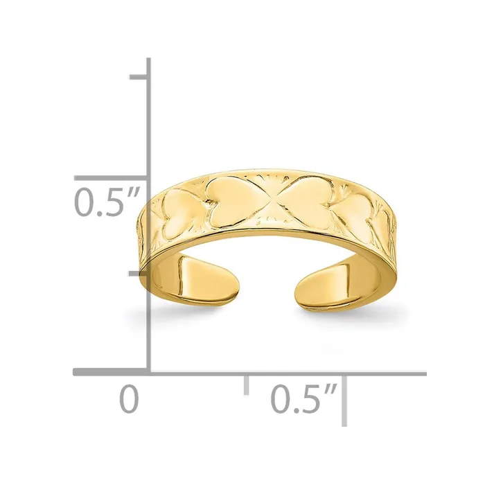 14k Yellow Gold Heart Pattern Toe Ring Goldia Rings