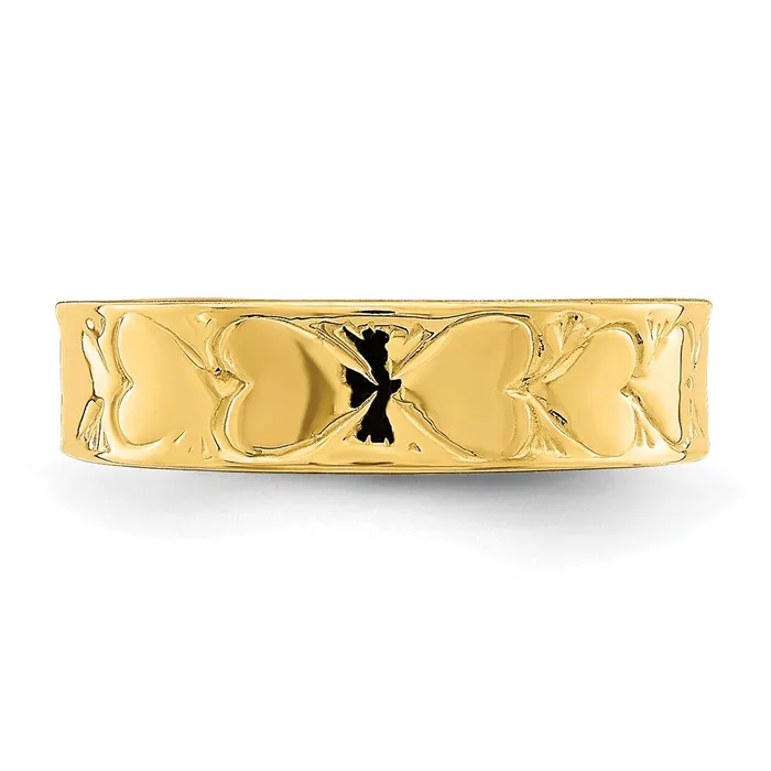 14k Yellow Gold Heart Pattern Toe Ring Goldia Rings
