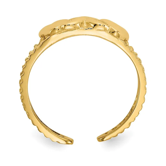 14k Yellow Gold Hearts and X Toe Ring Goldia Rings