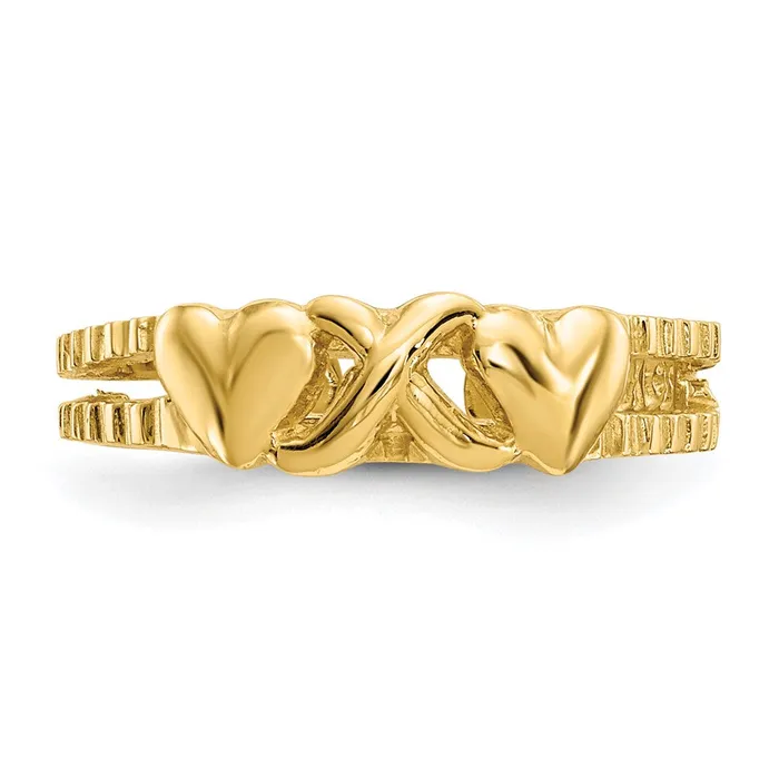 14k Yellow Gold Hearts and X Toe Ring Goldia Rings
