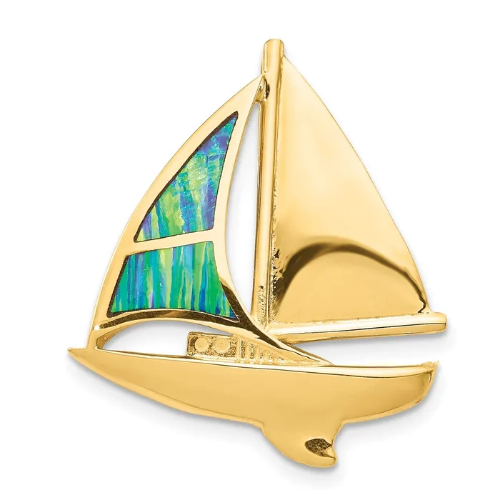 14k Yellow Gold Imitation Opal Sailboat Slide Goldia PreStyled Sets