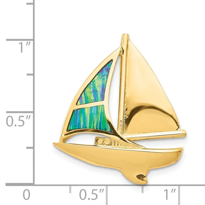 14k Yellow Gold Imitation Opal Sailboat Slide Goldia PreStyled Sets