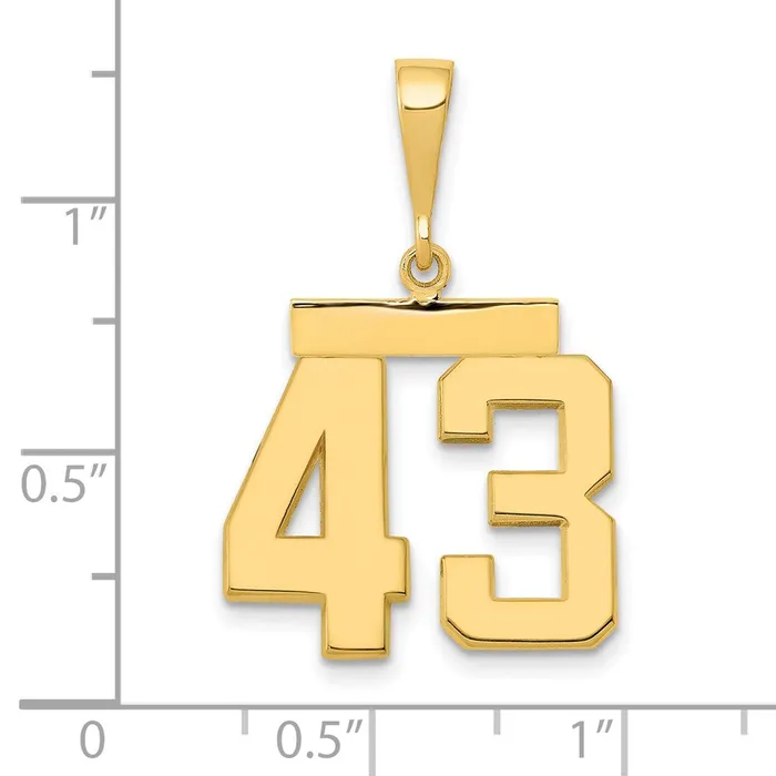 14k Yellow Gold Medium Polished Number 43 Charm Goldia Charm Necklaces
