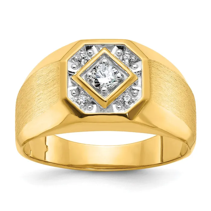 14k Yellow Gold Mens Polished and Satin 16 carat Diamond Complete Ring Goldia Rings 14k Yellow Gold Mens Polished and Satin 16 carat Diamond Complete Ring Goldia Rings