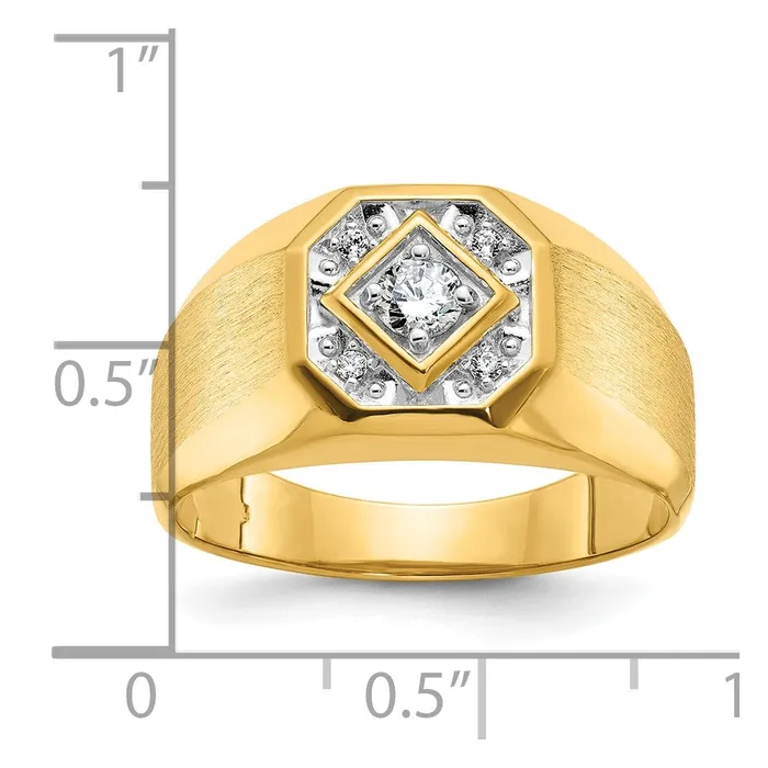14k Yellow Gold Mens Polished and Satin 16 carat Diamond Complete Ring Goldia Rings