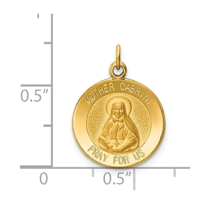 14k Yellow Gold Mother Cabrini Medal Charm Goldia Charm Necklaces
