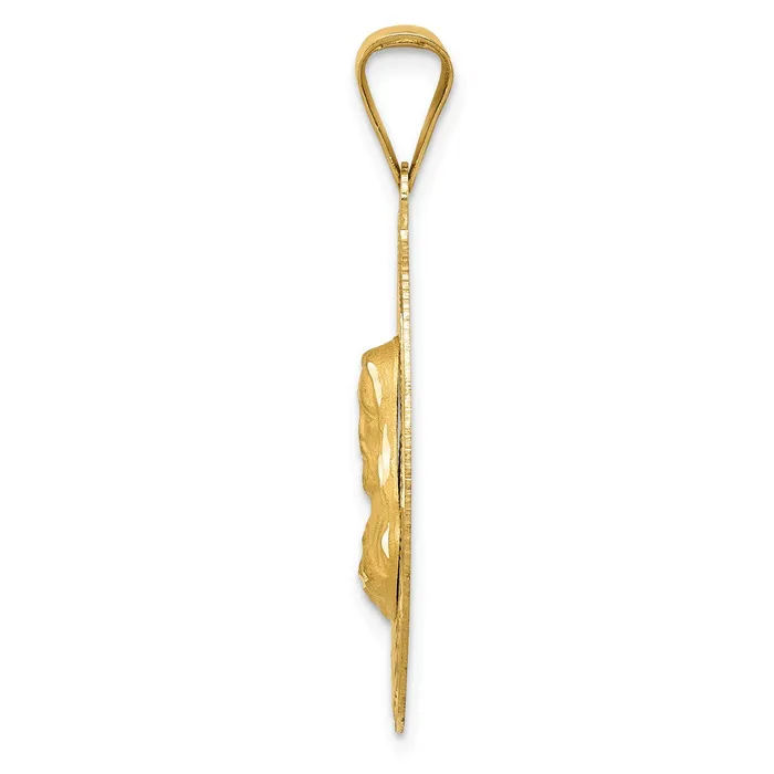 14k Yellow Gold Polished DC Sagrado Corazon Oval Pendant Goldia Necklaces