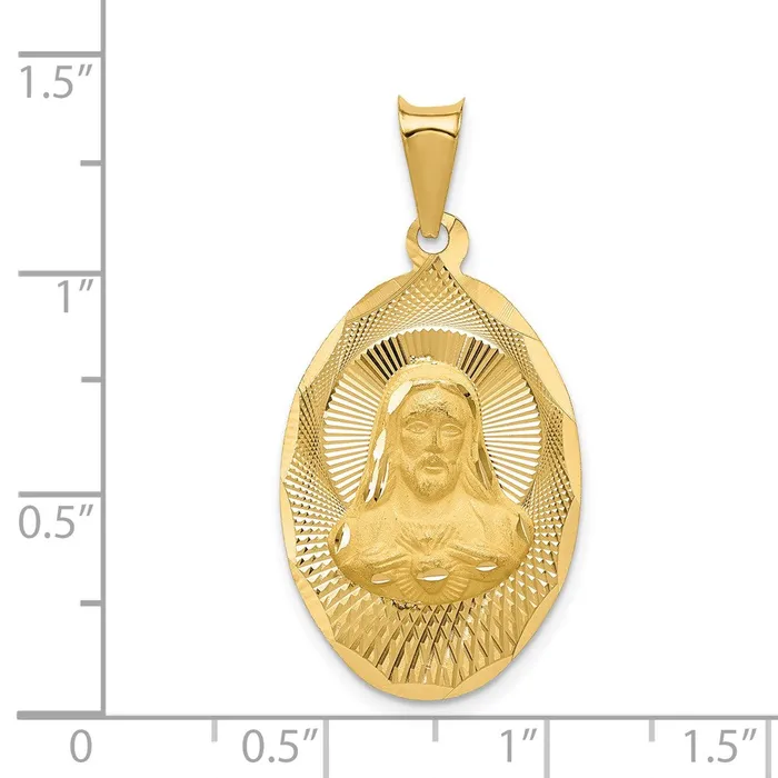 14k Yellow Gold Polished DC Sagrado Corazon Oval Pendant Goldia Necklaces