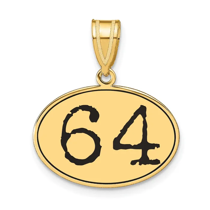 14k Yellow Gold Polished Number 64 Black Enamel Oval Pendant Goldia Necklaces 14k Yellow Gold Polished Number 64 Black Enamel Oval Pendant Goldia Necklaces