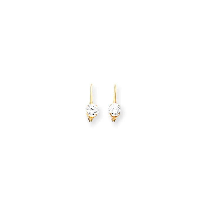 14k Yellow Gold Real Diamond leverback Earrings Goldia Earrings