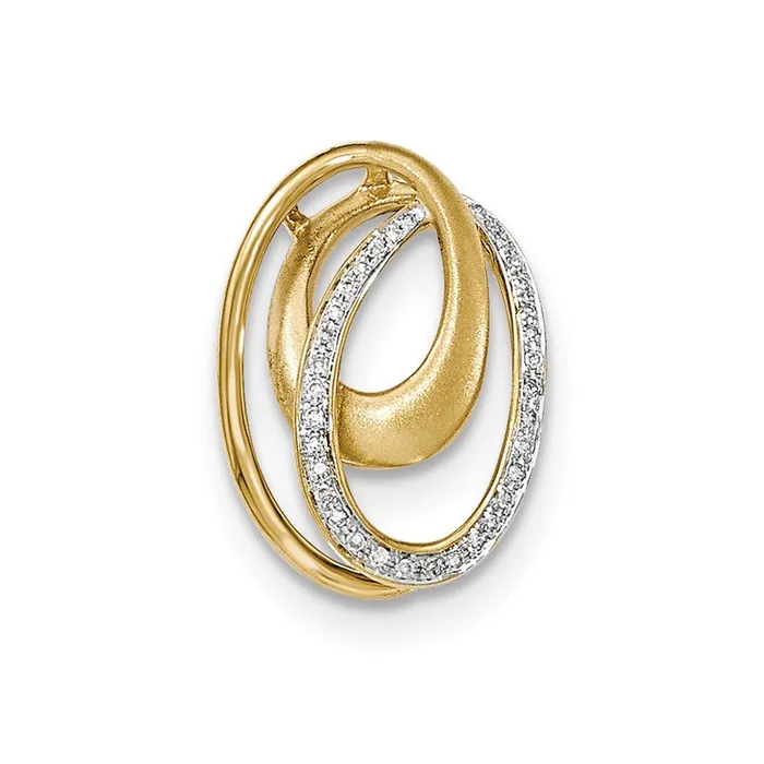 14k Yellow Gold Real Diamond Satin Oval Chain Slide Goldia Necklaces