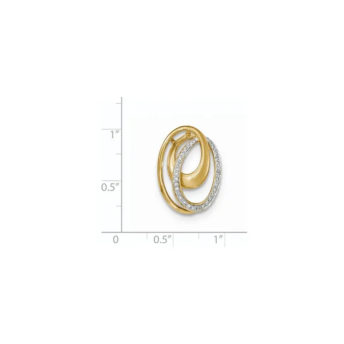 14k Yellow Gold Real Diamond Satin Oval Chain Slide Goldia Necklaces