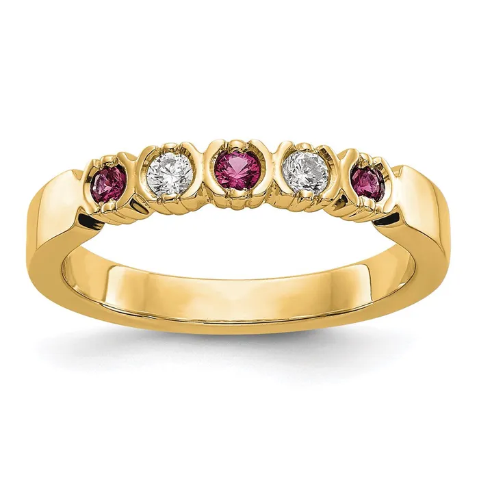 14k Yellow Gold Real Diamond wRuby Band Goldia Rings
