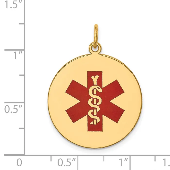 14k Yellow Gold Red Enamel Medical Jewelry Pendant Goldia Necklaces