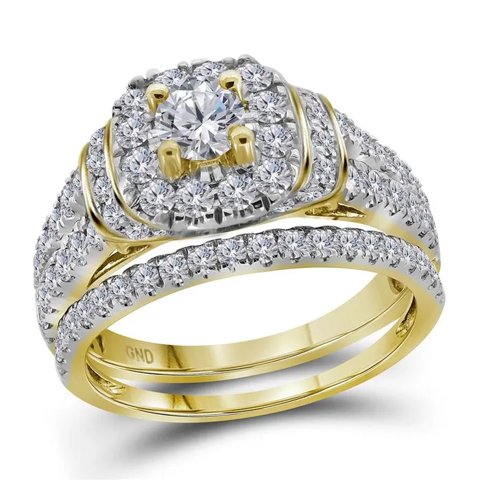 14k Yellow Gold Round Diamond Bridal Wedding Ring Set 2 Cttw gndatlanta Rings 14k Yellow Gold Round Diamond Bridal Wedding Ring Set 2 Cttw gndatlanta Rings