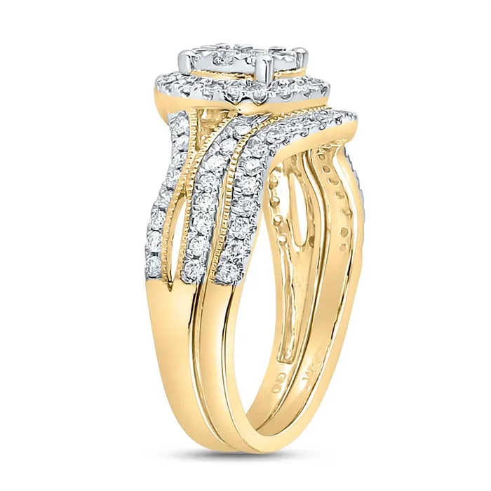 14k Yellow Gold Round Diamond Bridal Wedding Ring Set 78 Cttw gndatlanta Rings