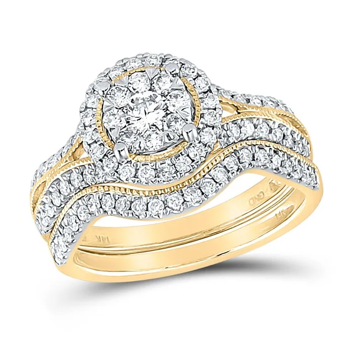 14k Yellow Gold Round Diamond Bridal Wedding Ring Set 78 Cttw gndatlanta Rings