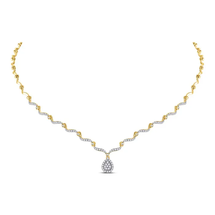 14k Yellow Gold Round Diamond Cluster Teardrop Necklace 34 Cttw gndatlanta Necklaces 14k Yellow Gold Round Diamond Cluster Teardrop Necklace 34 Cttw gndatlanta Necklaces