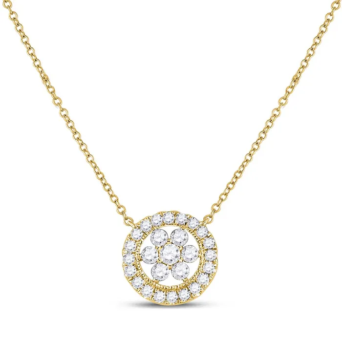 14k Yellow Gold Round Diamond Floral Cluster Necklace 13 Cttw gndatlanta Necklaces 14k Yellow Gold Round Diamond Floral Cluster Necklace 13 Cttw gndatlanta Necklaces
