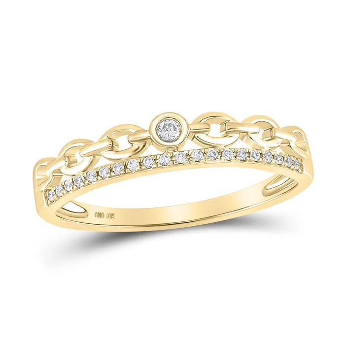 14k Yellow Gold Round Diamond Rolo Link Stackable Band Ring 112 Cttw gndatlanta Rings 14k Yellow Gold Round Diamond Rolo Link Stackable Band Ring 112 Cttw gndatlanta Rings