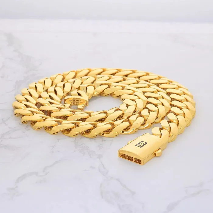 14k Yellow Gold Royal Monaco Miami Cuban Link 11mm Chain Pendant Necklace 18 Goldiacom Necklaces