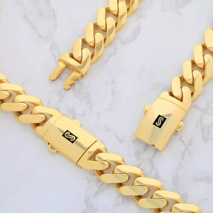 14k Yellow Gold Royal Monaco Miami Cuban Link 11mm Chain Pendant Necklace 18 Goldiacom Necklaces