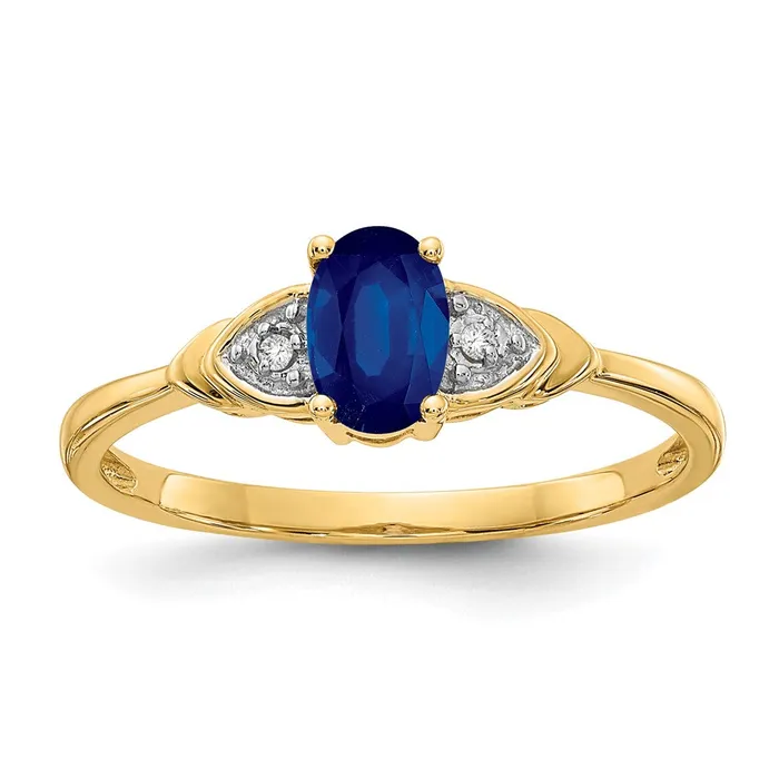 14K Yellow Gold Sapphire and Real Diamond Ring Goldiacom Rings