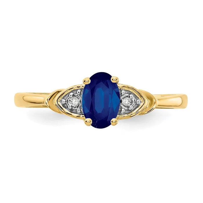 14K Yellow Gold Sapphire and Real Diamond Ring Goldiacom Rings