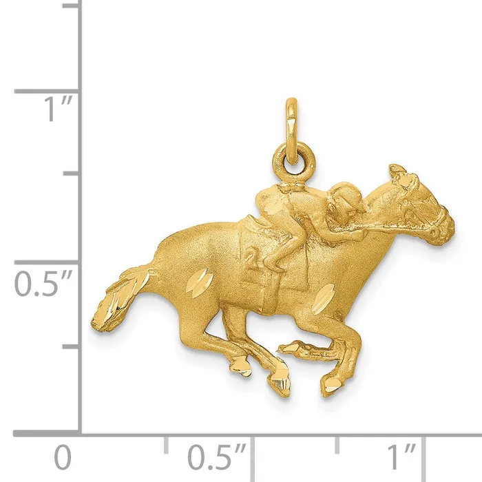 14k Yellow Gold Satin DC Horse wJockey Charm Goldia Charm Necklaces
