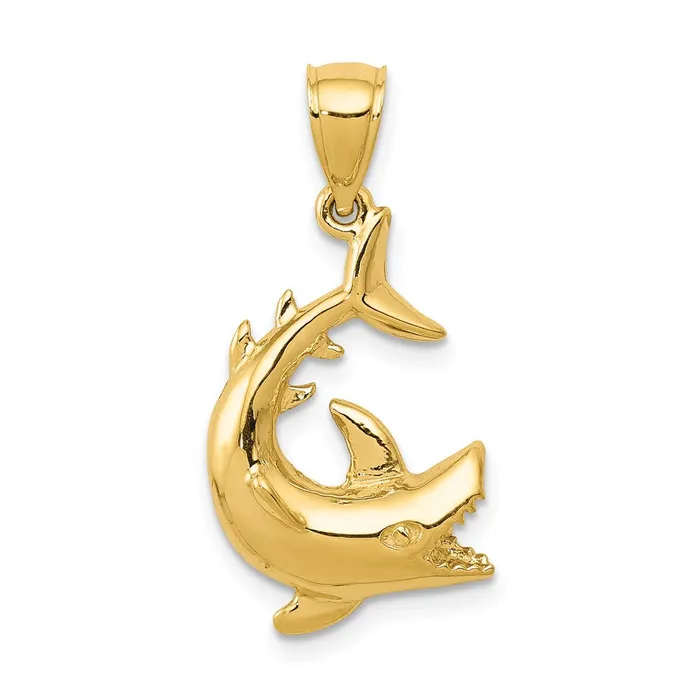 14k Yellow Gold Shark Pendant Goldia Necklaces
