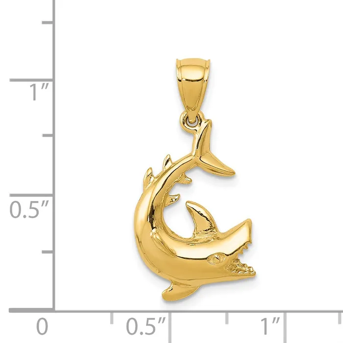 14k Yellow Gold Shark Pendant Goldia Necklaces