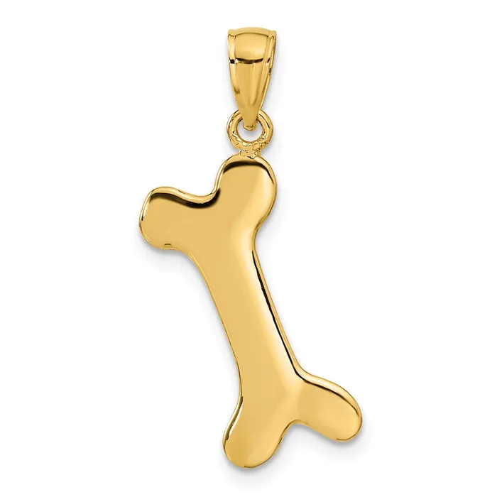 14k Yellow Gold Solid Polished Dog Bone Charm Goldia Charm Necklaces