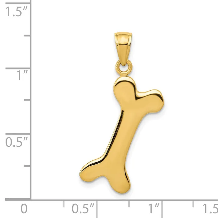 14k Yellow Gold Solid Polished Dog Bone Charm Goldia Charm Necklaces